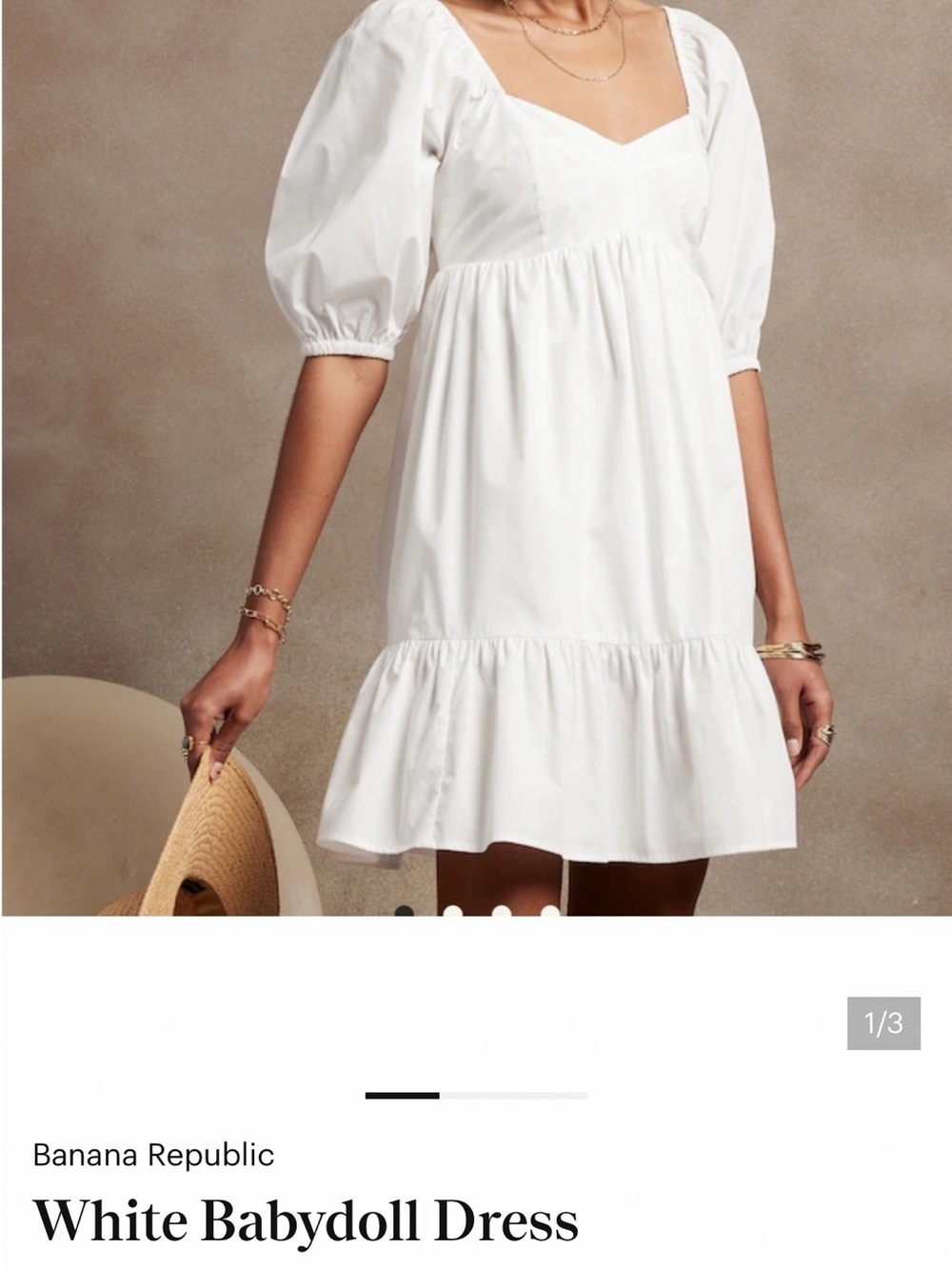 Banana Republic White Puff-Sleeve Babydoll Dress